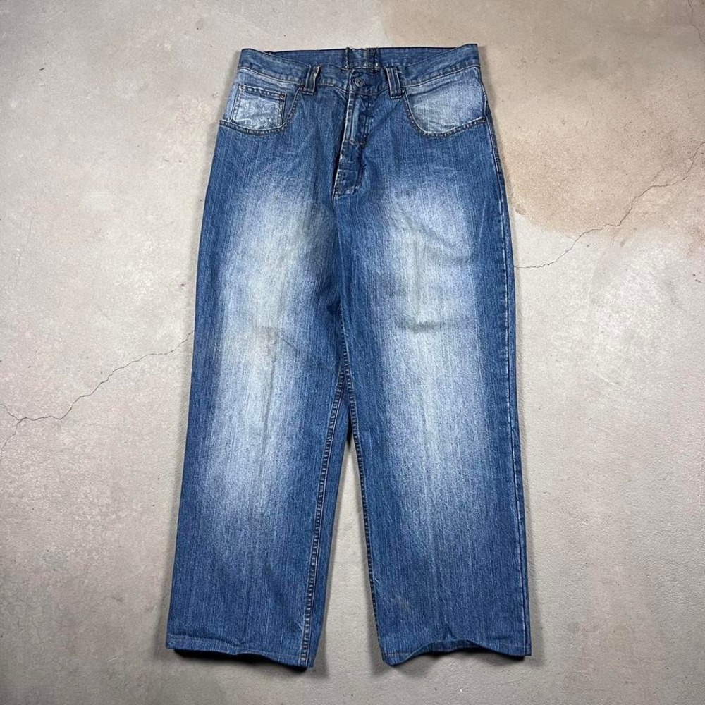 Y2K vintage baggy Dr. Denim embroidered faded jeans 
Men's size 35x30
